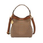 Jessie Leather Small Bucket Crossbody Bag Neutral Woven Product Image
