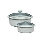 4pc Ceramic Stoneware Casserole Baking Set White Product Image