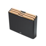 Folio Steel 3pc Bamboo Cutting Board Set w/ Stainless Steel Case Black Product Image