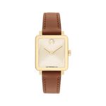 Ladies BOLD Evolution 2.0 Cognac Leather Strap Square Watch Champagne Dial Product Image