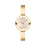 Ladies BOLD Gold-Tone Stainless Steel Bangle Bracelet Yellow MOP Dial Product Image