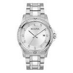 Mens Crystal Silver-Tone Stainless Steel Watch Box Set w/ Crystal Bracelet Product Image