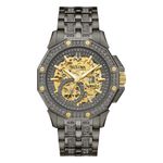 Mens Octava Crystal Automatic Gray Stainless Steel Watch Gold Dial Product Image