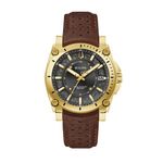 Mens Icon Precisionist Gold-Tone & Brown Leather Strap Watch Black Dial Product Image