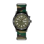 Mens Field Light Up Black & Camouflage Nylon Strap Watch Green Dial Product Image