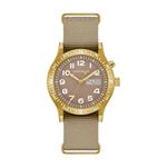 Mens Field Light Up Gold & Tan Nylon Strap Watch Taupe Dial Product Image