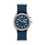Mens Field Light Up Silver & Blue Nylon Strap Watch Blue Dial Product Image