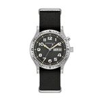 Mens Field Light Up Silver & Black Nylon Strap Watch Black Dial Product Image