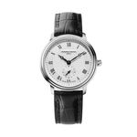Ladies Classics Slimline Small Seconds Black Leather Strap Watch Silver Dial Product Image