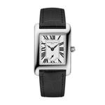 Ladies Classic CARREE Small Seconds Black Leather Strap Watch Silver Dial Product Image