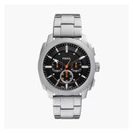 Mens Machine Chronograph Silver-Tone Stainless Steel Watch, Black Dial Product Image