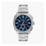 Mens Machine Chronograph Silver-Tone Stainless Steel Watch, Blue Dial Product Image