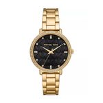 Ladies Pyper Quartz Crystal Gold-Tone Stainless Steel Watch Black Dial Product Image