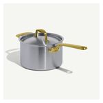 3.5qt Stainless Clad Saute Pan w/ Lid, Antique Brass Handles Product Image