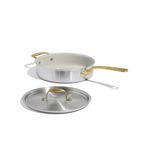 3.5qt CeramiClad 2.0 Non Stick Saute Pan w/ Lid Sand w/ Antique Brass Handle Product Image