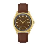 Mens Tony Bennet NYC Automatic Gold & Brown Leather Strap Watch Product Image