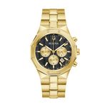 Mens Prestige Chronograph Gold-Tone Stainless Steel Watch Black Dial Product Image
