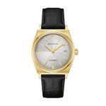 Mens Nothing But The Best Gold & Black Leather Strap Watch Silver Dial Product Image