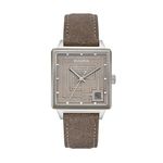 Mens Ennis House Silver & Brown Leather Strap Watch Gray Dial Product Image