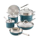 Color-Finished 11pc Stainless Steel 3-Ply Cookware Set Agave Blue Product Image