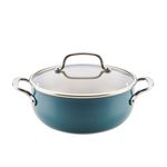 4qt Color-Finished Stainless Steel 3-Ply Casserole w/ Lid Agave Blue Product Image