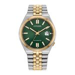 Mens TSUYOSA 60 Automatic Two-Tone Stainless Steel Watch Green Dial Product Image