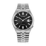 Mens TSUYOSA 60 Automatic Silver-Tone Stainless Steel Watch Black Dial Product Image