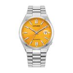 Mens TSUYOSA Automatic Silver-Tone Stainless Steel Watch Yellow Dial Product Image