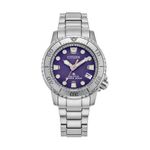 Ladies Promaster Dive Eco-Drive Silver-Tone Stainless Steel Watch Purple Dial Product Image