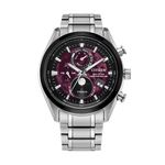 Mens Tsuki-Yomi A-T Eco-Drive Silver-Tone Super Titanium Watch Red Dial Product Image