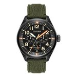 Mens Garrison Eco-Drive Black & Green Cordura Strap Watch Black Dial Product Image
