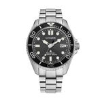 Mens Promaster Dive Eco-Drive Silver-Tone Stainless Steel Watch Black Dial Product Image