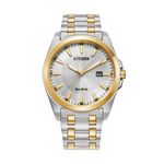 Mens Peyten Eco-Drive Two-Tone Stainless Steel Watch Silver Dial Product Image