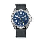Mens Promaster Land GMT Eco-Drive Silver & Gray Nylon Strap Watch Blue Dial Product Image