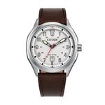 Mens Terra Force Eco-Drive Silver & Brown Leather Strap Silver Dial Product Image