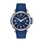 Mens Sport Casual Eco-Drive Silver & Blue Polyurethane Strap Blue Dial Product Image