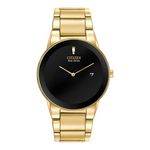 Mens Axiom Eco-Drive Gold-Tone Stainless Steel Watch Black Dial Product Image