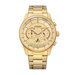 Mens Quartz Chronograph Gold-Tone Stainless Steel Watch Champagne Dial Product Image