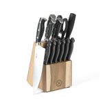 Greeley 14pc Forged Handle Acacia Knife Block Set Black Product Image