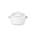 8oz Holly Collection Mini Round Cocotte w/ Gold Applique White Product Image