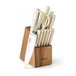 Eastwalk 14pc Forged Handle Acacia Knife Block Set. Linen Product Image