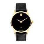 Mens Museum Classic Automatic Gold & Black Leather Strap Watch Black Dial Product Image