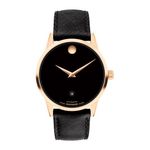 Mens Museum Classic Automatic RG & Black Leather Strap Watch Black Dial Product Image