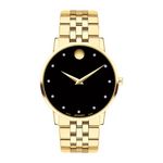 Mens Museum Classic Gold-Tone SS Watch w/ Diamond Markers Black Dial Product Image