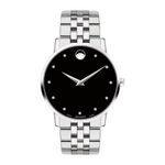 Mens Museum Classic Silver-Tone SS Watch w/ Diamond Markers Black Dial Product Image