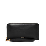 Fossil Women's Logan Leather RFID Zip Around Clutch Wallet Black Product Image