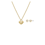 Fossil Sadie Gold-Tone Stainless Steel Heart Necklace and Earrings Gift Set Product Image