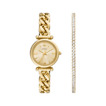 Fossil Women's Carlie Mini Three-Hand Gold-Tone Stainless Steel Watch and Bracelet Set Product Image