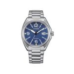 Mens Sport Casual Silver-Tone Stainless Steel Watch Blue Dial Product Image