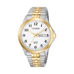 Mens Quartz Two-Tone Stainless Steel Watch White Dial Product Image